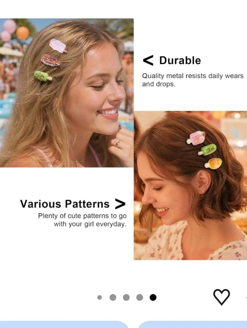 20 Pcs Ice Cream Hair Clips for Girls Mini Summer Gelato Hair Barrettes